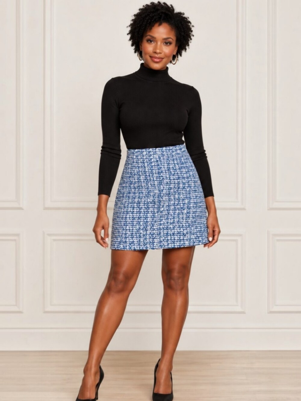 White House Black Market River Teal Tweed Pencil Skirt Metallic Size 12